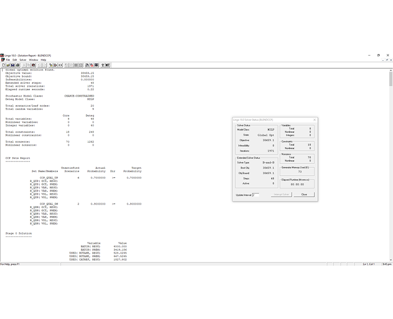 Searching For The Optimal Solution Lindo/Lingo